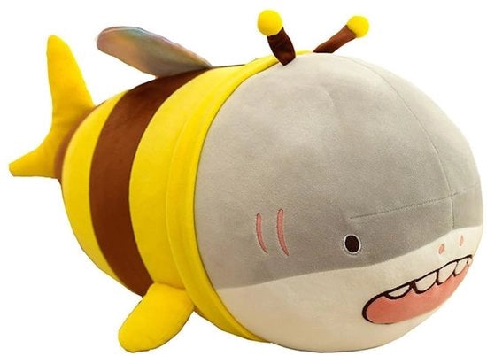 Cuscino a Piume 36 cm - Design Giallo Api/Leoni - Giocattolo a Piume morbido - Adatto per Bambini - Avvertenza di Sicurezza per Piccoli Componenti - Cuscino da Abbraccio