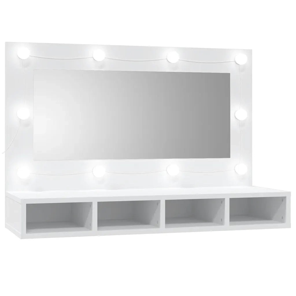 Mobile a Specchio con LED-Armadietto a Specchio Bianco 90x31,5x62 cm