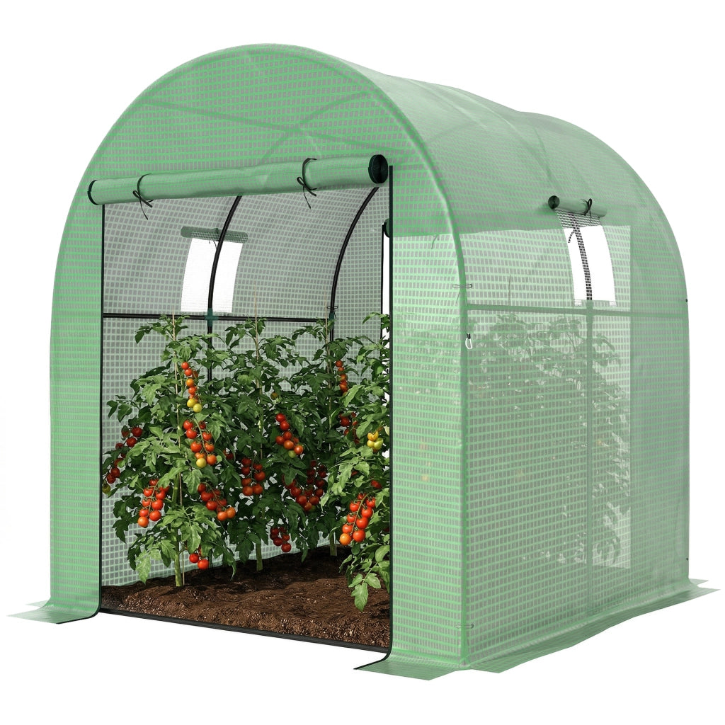 Serra Tunnel da Giardino ¨C Xylo ¨C 2 Porte 2 Finestre Telaio Acciaio Copertura PE Anti-UV Verde