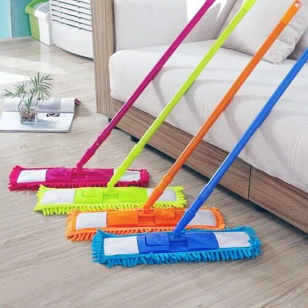 Trade Shop - Scopa Panno Mop Mocio In Microfibra Per Pavimento Cattura Polvere Con Bastone -