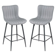 Set 2 sgabelli da bar con schienale e seduta imbottita, Sgabello moderno con poggiapiedi per cucina sala e salotto Grigio