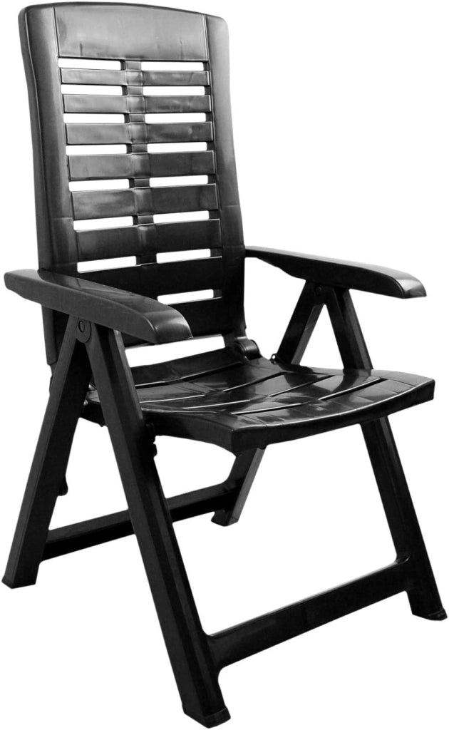 MAURY'S POLTRONA PIEGHEVOLE YUMA  IN RESINA A 5 POSIZIONI IN COLORE NERO 60 X 61 X 109 CM