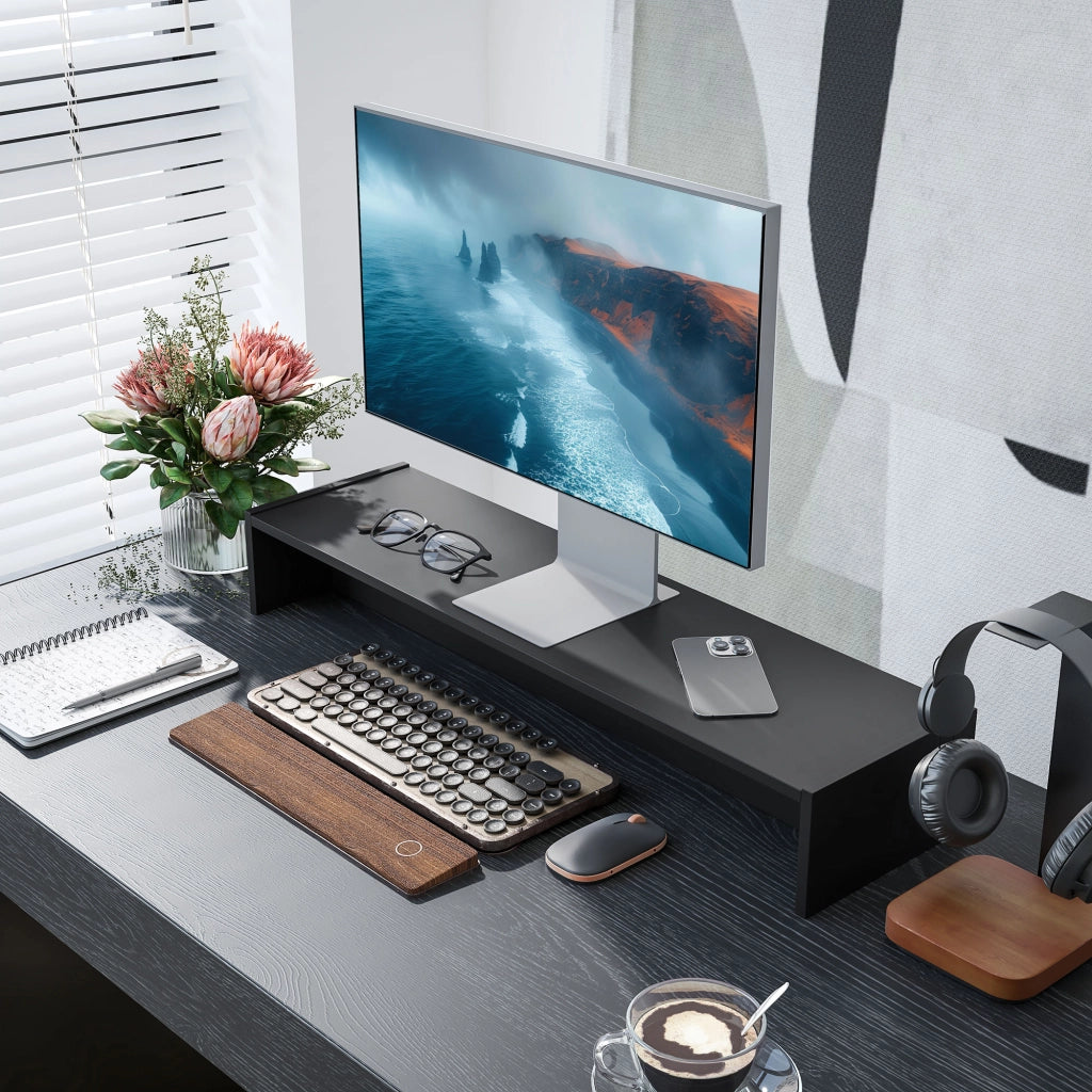 Supporto Monitor PC ¨C Zephmum ¨C 100 cm Nero con 2 Ripiani