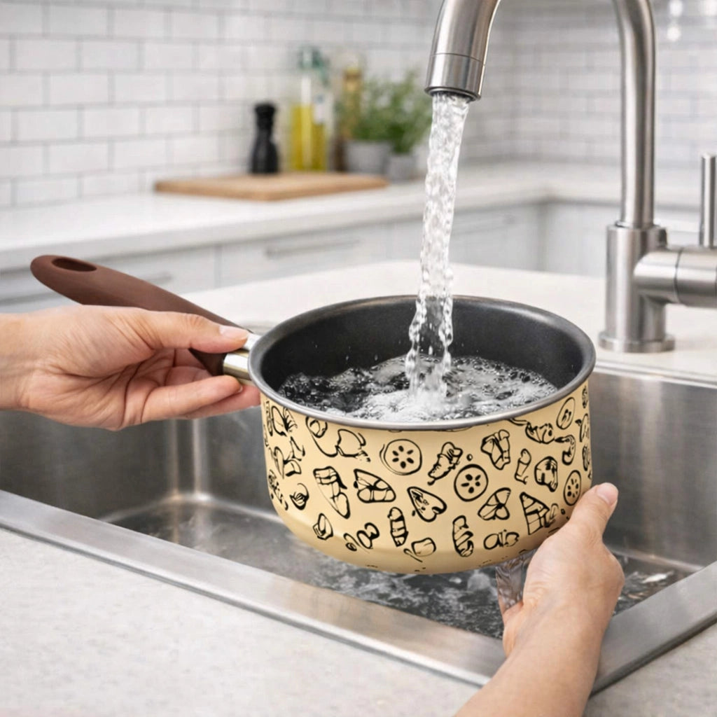 Tris di Casseruole con 1 Coperchio Vetro e Manico Soft Touch Pentole 16-18-20cm