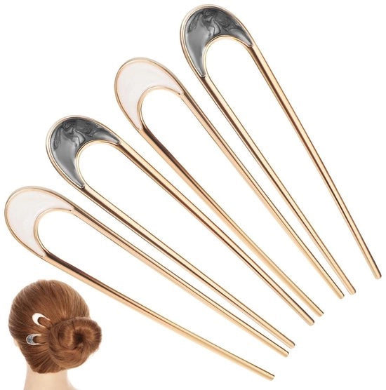 Set di spille per capelli a forma di U - 4 pezzi - Legering - 11 x 2 x 0,2 cm - Accessori per capelli eleganti - Ideali per matrimoni e feste - Fermacapelli