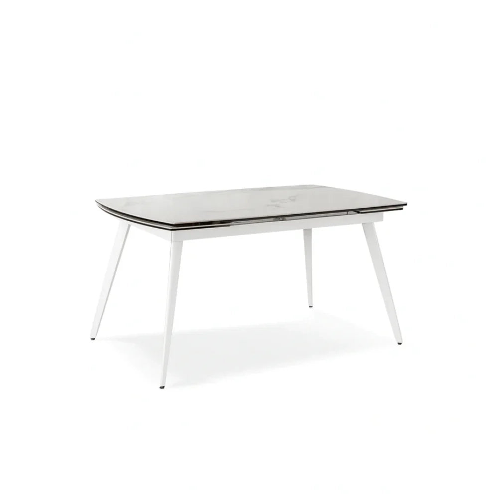 Tavolo da pranzo allungabile in ceramica effetto marmo bianco George 140-200x90 cm fino a 10 posti | Duzzle