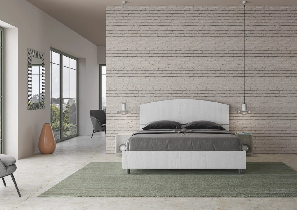 BS COM Letto matrimoniale con rete 160x200 bianco frassino