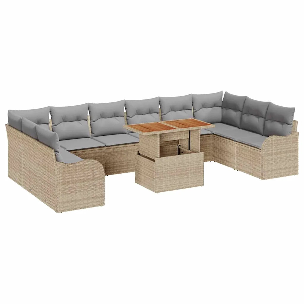 Set Divano da Giardino 11 pcs Beige Poly Rattan 3358247