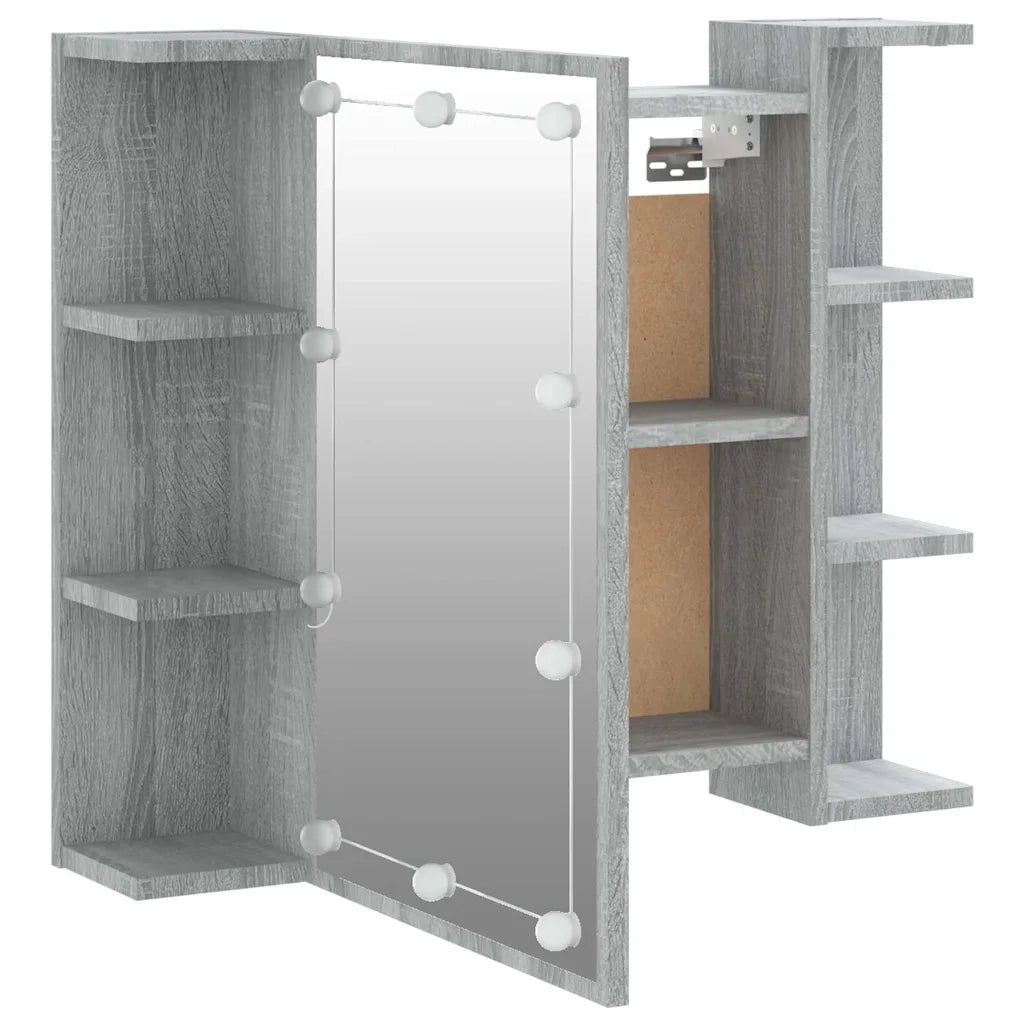 Mobile a Specchio con LED Grigio Sonoma 70x16,5x60 cm 820452