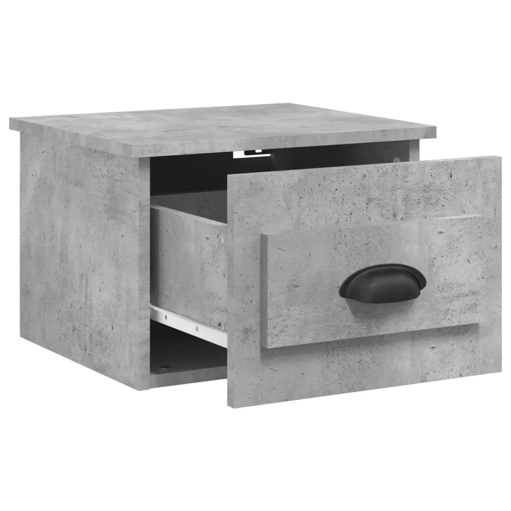 Set di 2 Comodini | Armadio da Notte | Mobiletto da notte a Parete Grigio Cemento 41,5x36x28 cm