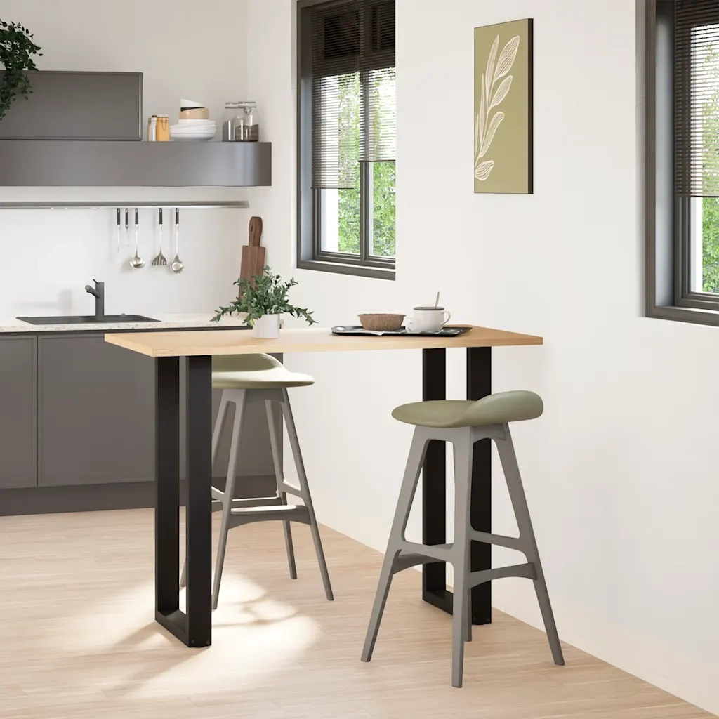 Gambe per tavolo da bar a forma di U 2 pz nere 40x(100-101) cm in acciaio 4013228