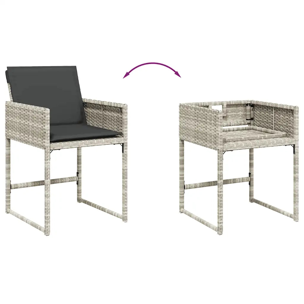 Set Pranzo da Giardino 5pz con Cuscini Grigio Chiaro Polyrattan 3211259