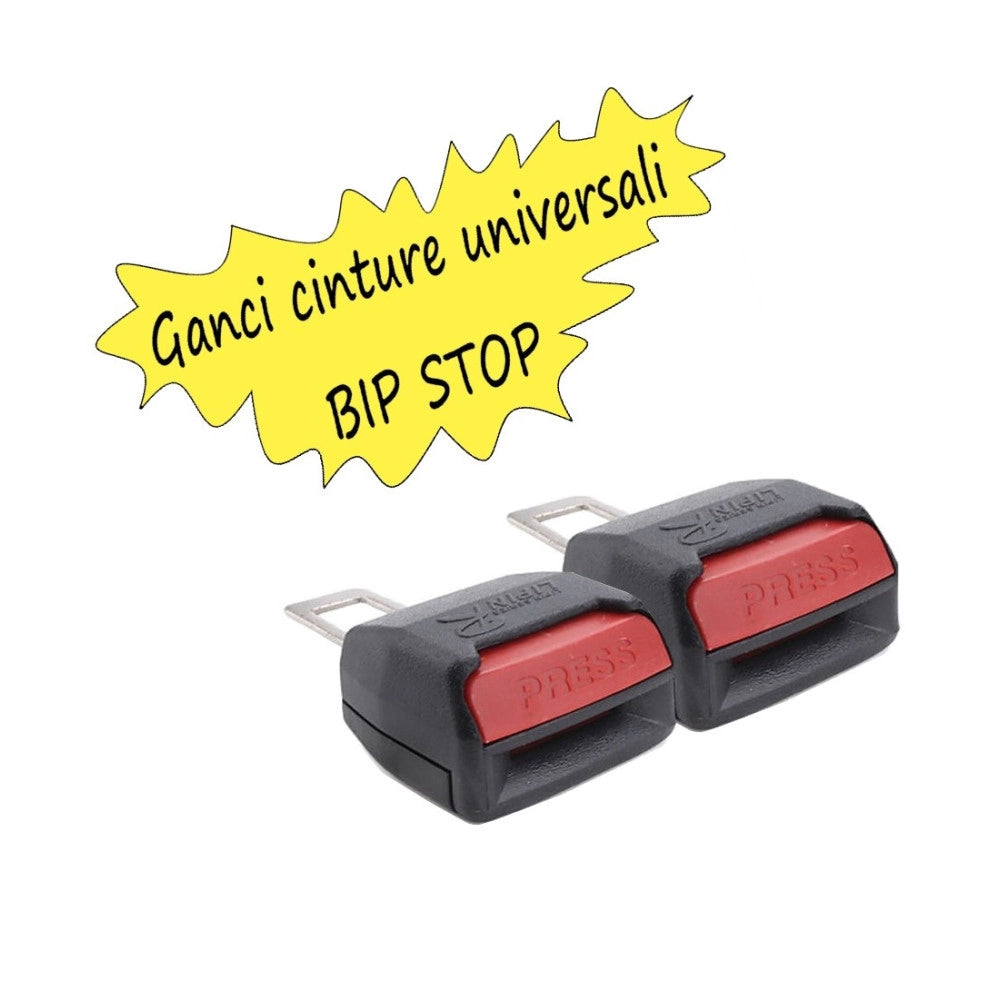 Trade Shop - Coppia Bip Stop 2 Ganci Cinture Cintura Sicurezza Disattiva Allarme 2 Bip Stop -