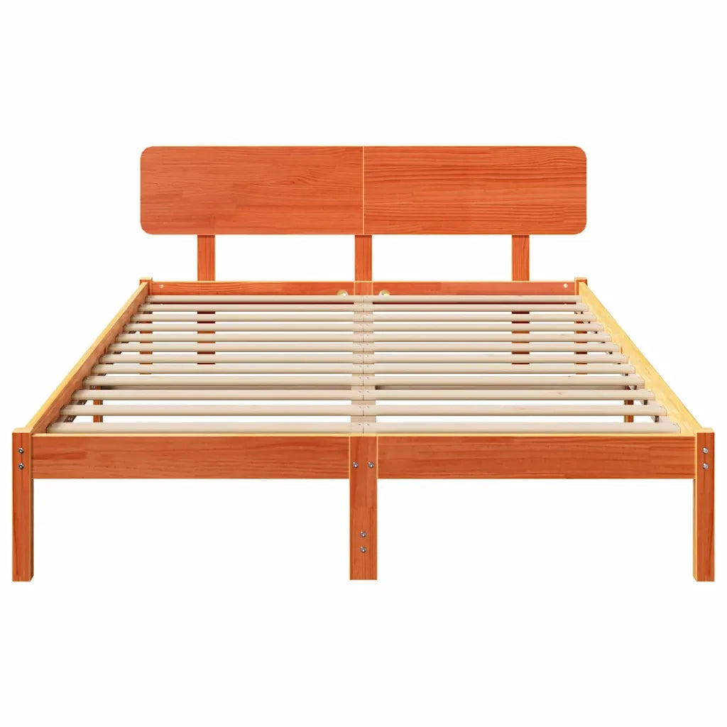Letto matrimoniale | Letto per adulti | Struttura del letto Marrone cerato 200 x 200 cm Pino massello