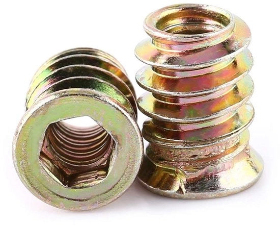 Viti a sezione a 6 facce 20 pezzi - M6/M8/M10 - Viti a sezione a 6 facce con testa di acciaio - Pezzi di innesco in legno - Viti a sezione a 6 facce con filo esterno
