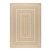 Tappeto interno/esterno effetto iuta beige con motivi