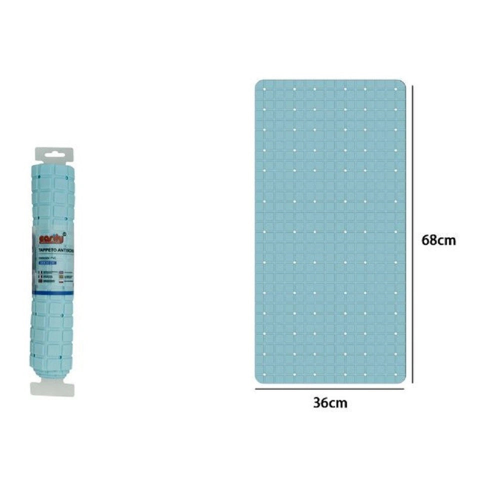 Trade Shop - Tappeto Tappetino In Pvc Antiscivolo Vasca Da Bagno Doccia 68x36cm 79754 Azzurro -