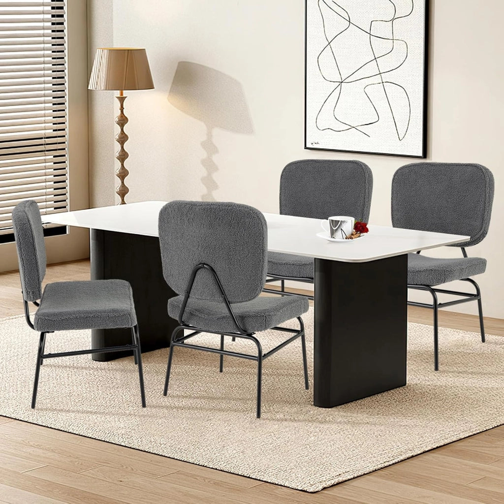 Sedia Relax Imbottita, Sedia da Lettura in Sherpa con Imbottitura in Spugna, Piedini Regolabili e Struttura in Metallo, Sedia Moderna per Soggiorno, Studio, Portata 150 kg (Grigio)