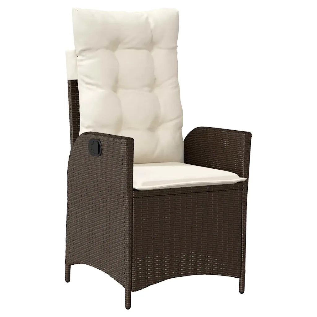 Set da Pranzo per Giardino con cuscino 5 pcs Marrone polyrattan