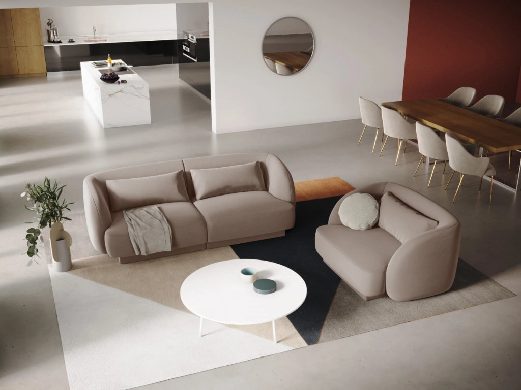 Cosmopolitan Design - Poltrona "Tulum" in velluto beige 
