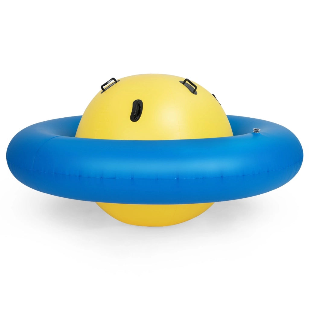 Giostra gonfiabile a pianeta per bambini da 223cm per inclinare, Arrampicarsi e saltare con 6 maniglie incorporate Blu e giallo-Arrampicate e scivoli