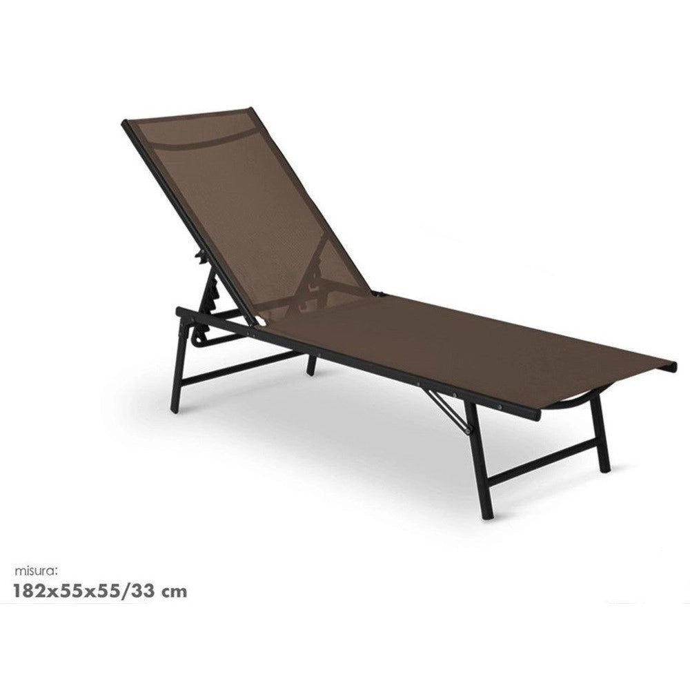 Trade Shop - Lettino Sdraio Mare Prendisole Reclinabile Pieghevole Praiano Piscina Sedia In Textilene - Marrone