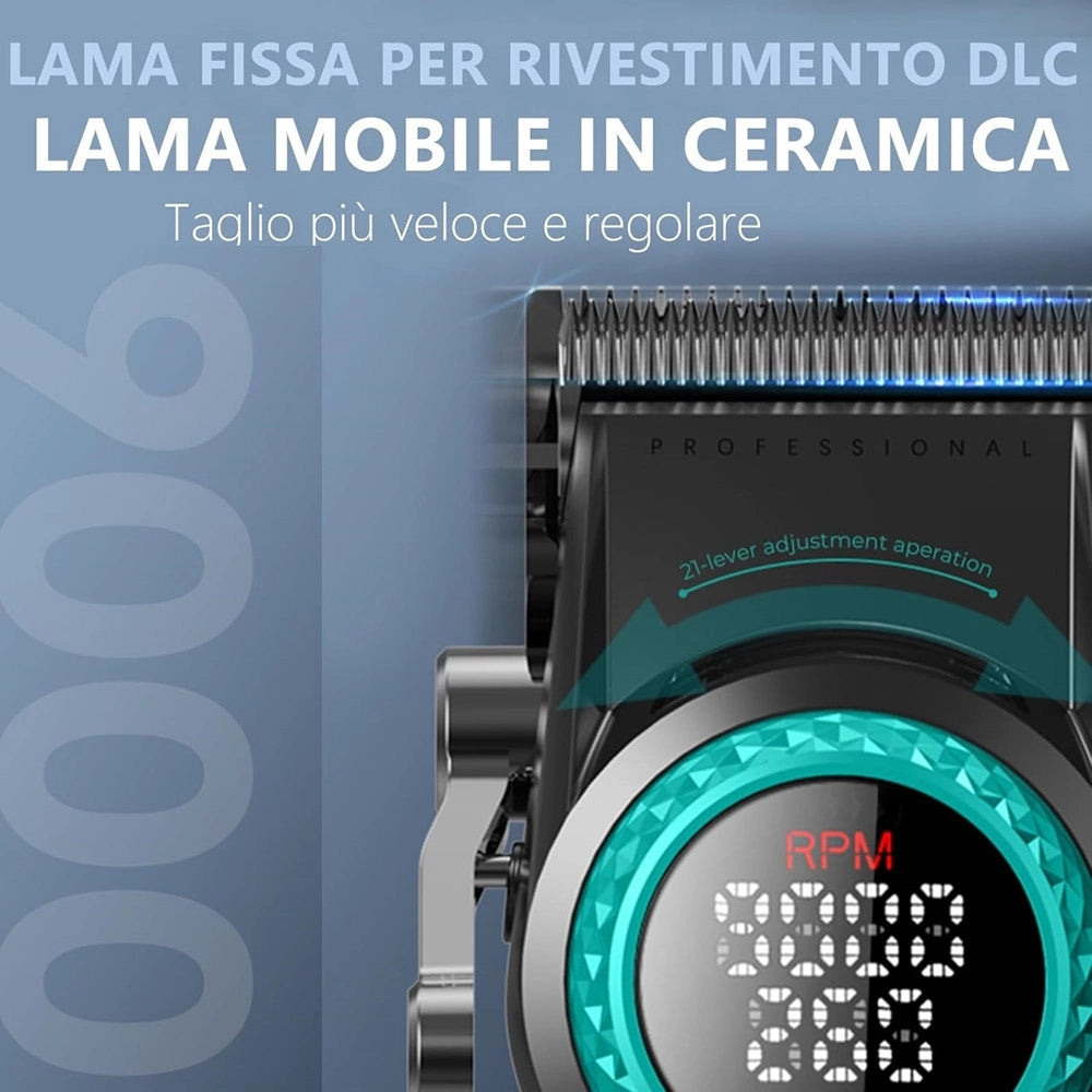 Trade Shop - Tagliacapelli Professionale Da Uomo Senza Fili Per Barbieri Display A Led V-001 -