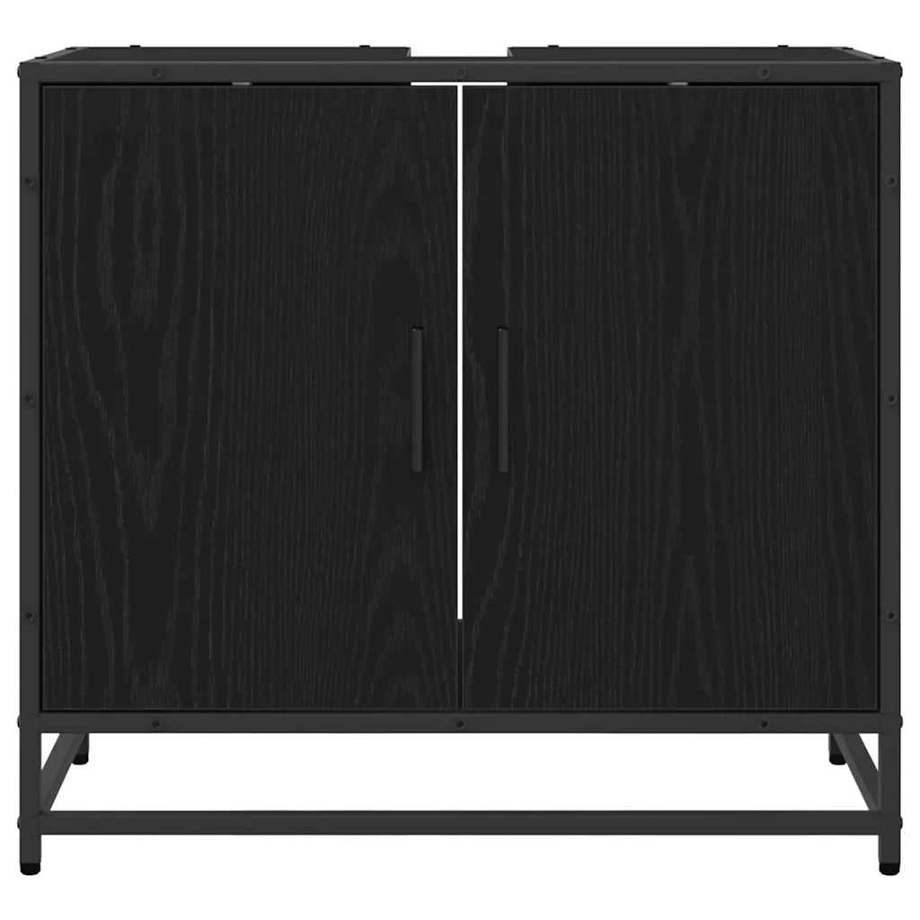 Mobile Lavabo | Armadio per Lavabo da Bagno Rovere Nero 65 x 33 x 60 cm