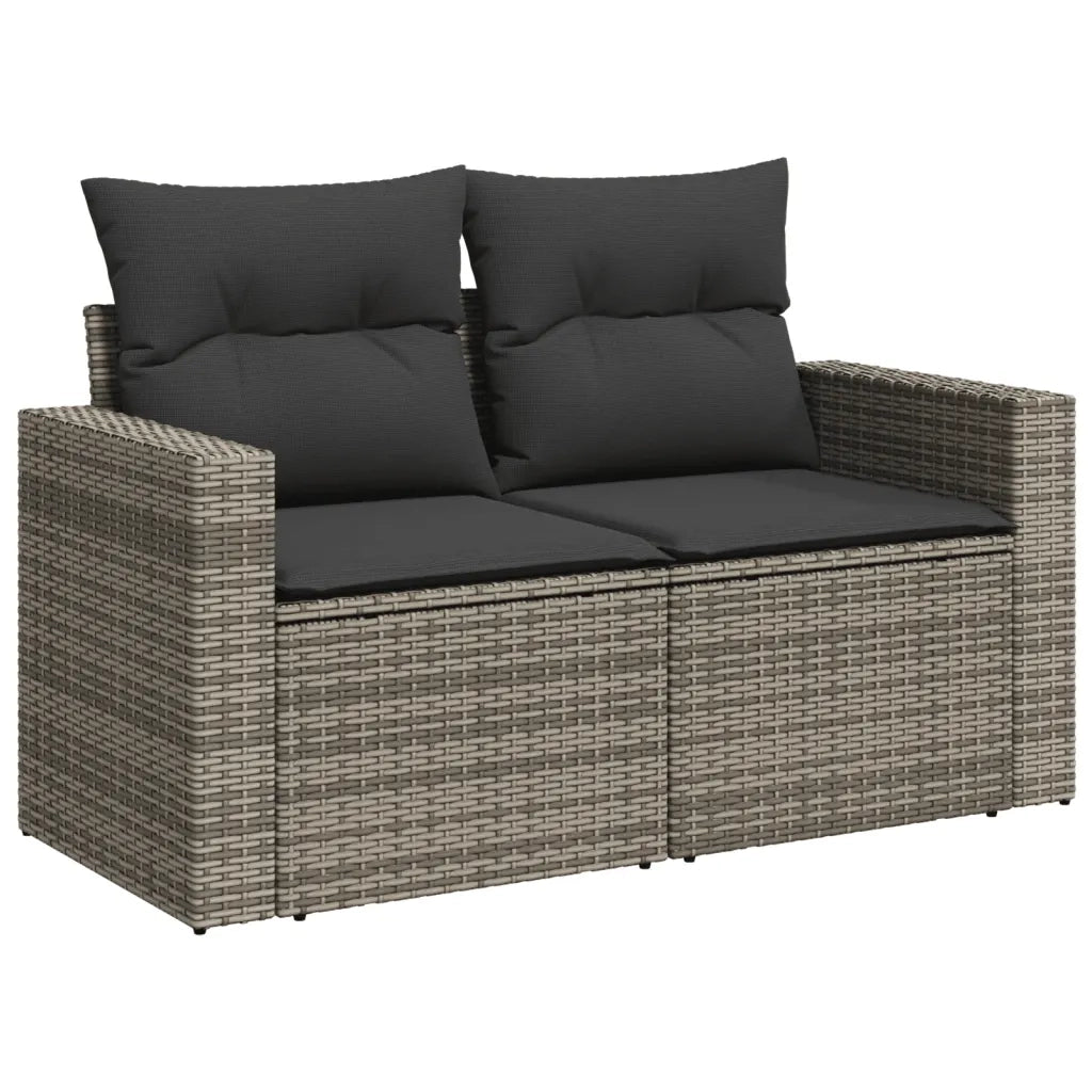 Divano da Giardino con Cuscini 2 Posti Grigio in Polyrattan 366122