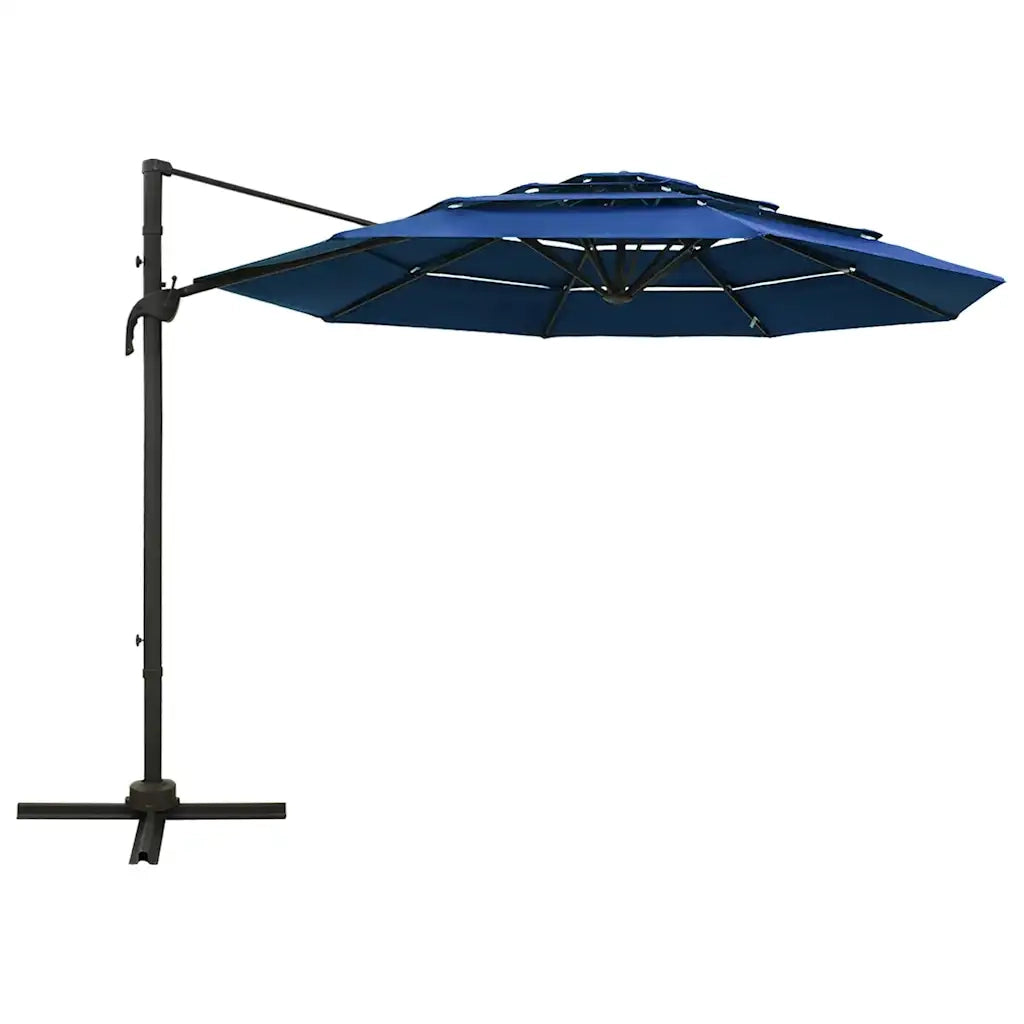 Ombrellone da Giardino 4 Livelli Palo in Alluminio Azzurro 3x3m