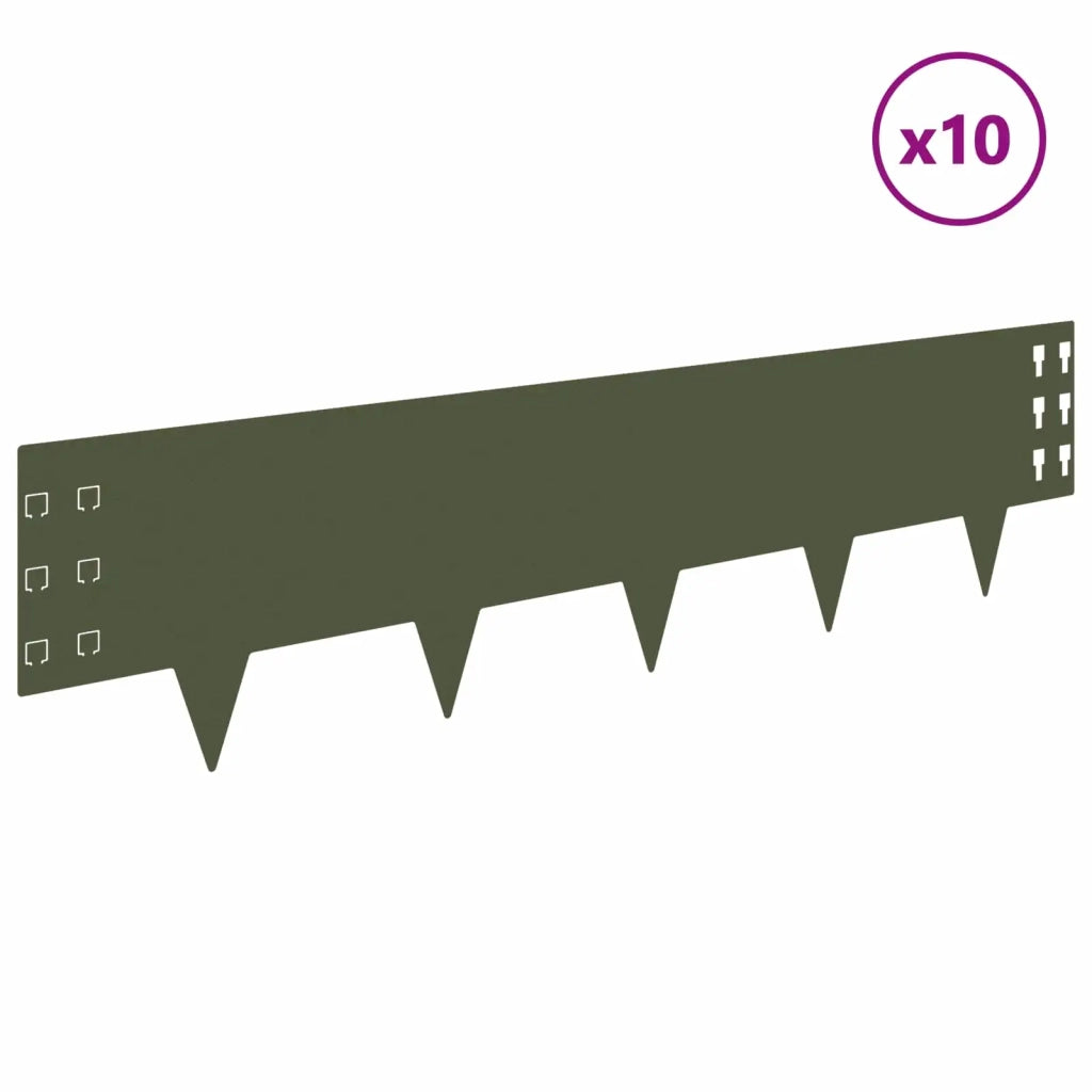 Bordura per Prato 10 pcs 100 x 25 cm Acciaio Verde Oliva 8008611