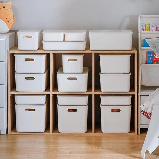 Cassetto di archiviazione con coperchio, 5 pezzi, box di organizzazione con maniglia, cassetti di plastica, box di plastica impermeabile, contenitore di archiviazione, piccolo, per cucina, bagno, mobile, ripiano, armadio