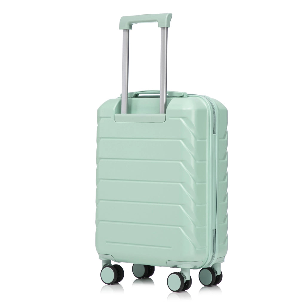 Set da viaggio 2 pezzi con valigia rigida ABS 55x35,5x20,5 cm e beauty case 14" verde menta