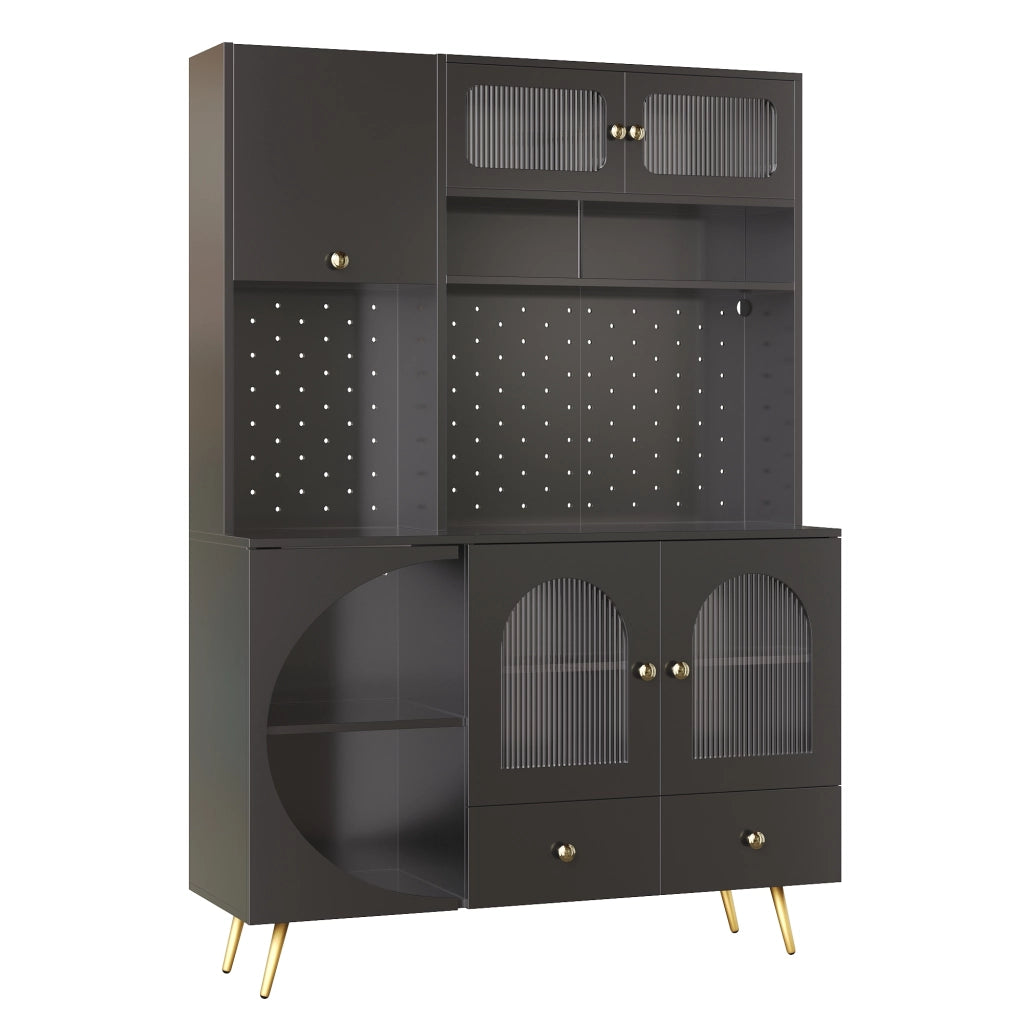 Mobile Credenza con LED ¨C Xylo ¨C Nero, Vetro, Cassetto, USB