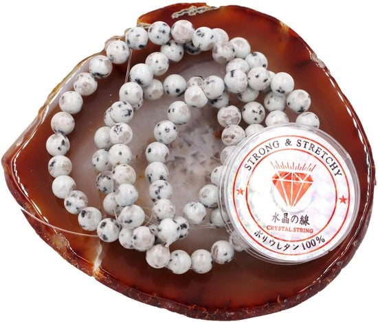 Kralen con corda per la creazione di accessori per DIY Pietre energetiche per bracciale curativo 6 mm = 128 pezzi e 1 rotolo di corda Lotus Jaspide 6 mm