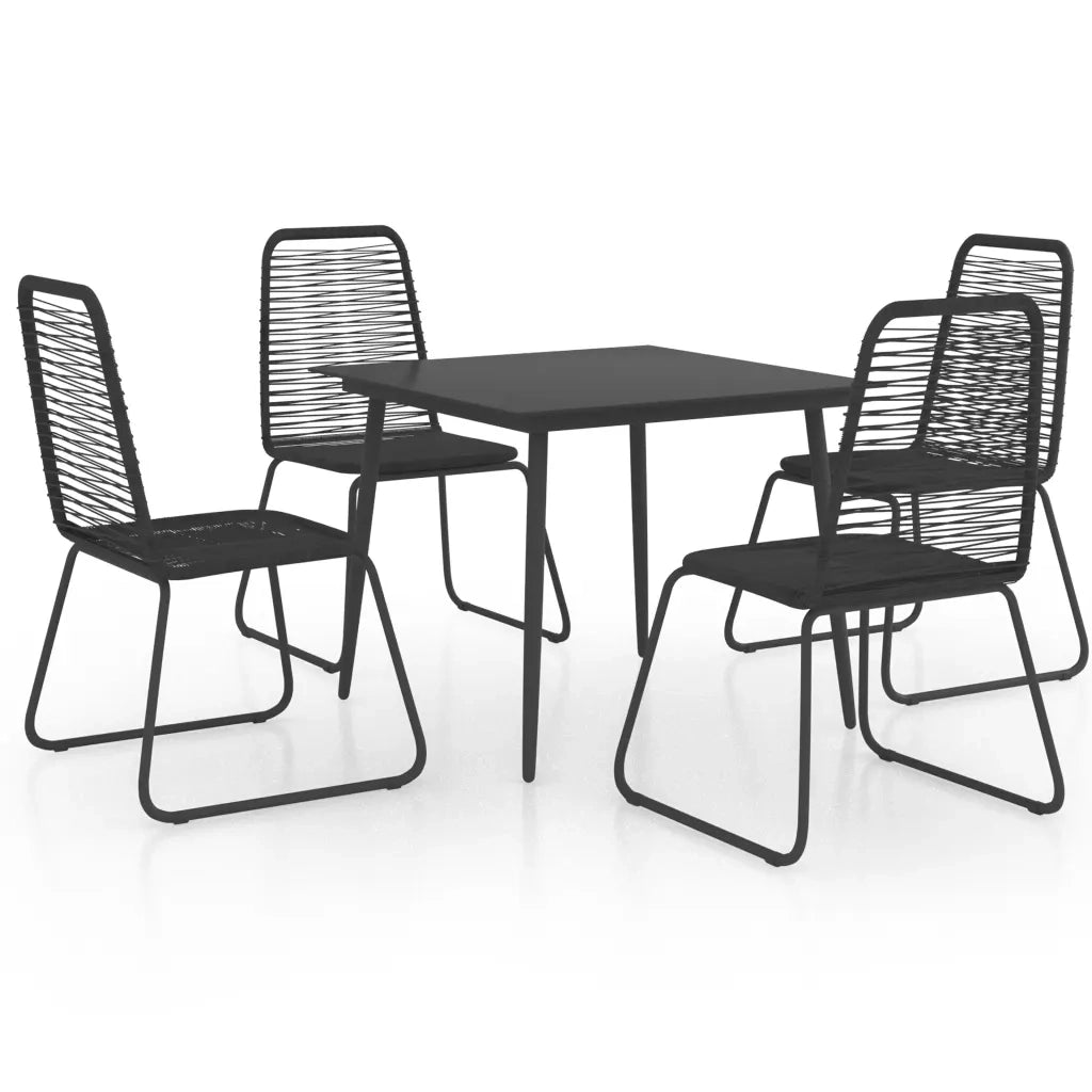 Set da Pranzo da Giardino 5 pz in Rattan PVC Nero