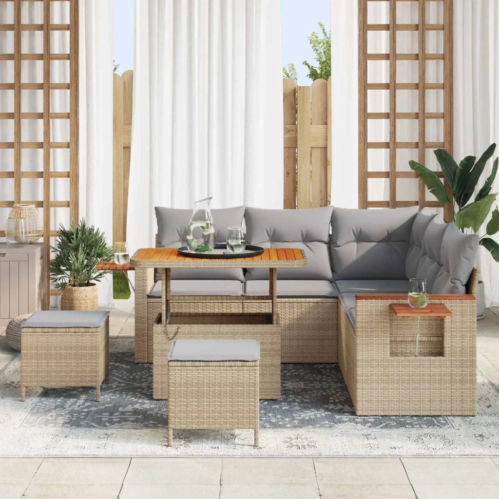Set Divano da Giardino 8 pcs Beige polyrattan 3363047