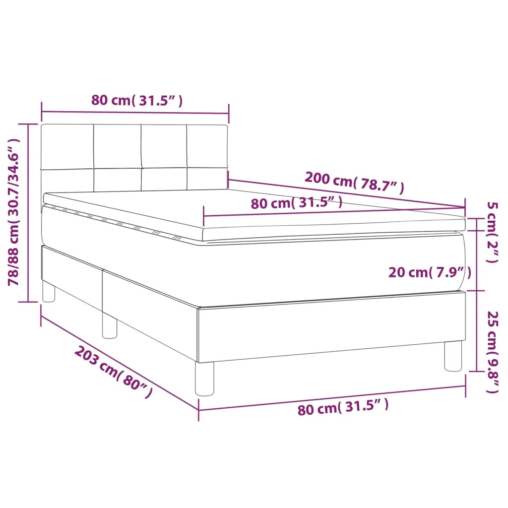 Giroletto a Molle con Materasso-Struttura Letto con Materasso Marrone Scuro 80x200 cm Tessuto 134031
