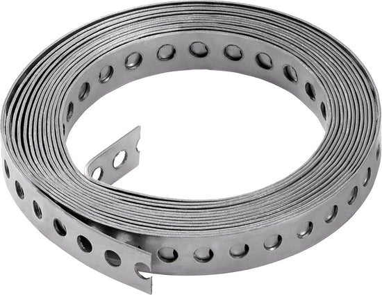 Cintura perforata 12 x 10 m - Cintura in acciaio di carbonio - Robusta per fissaggio - Per cavi/tubi - Flessibile e sicura - Cintura di fissaggio