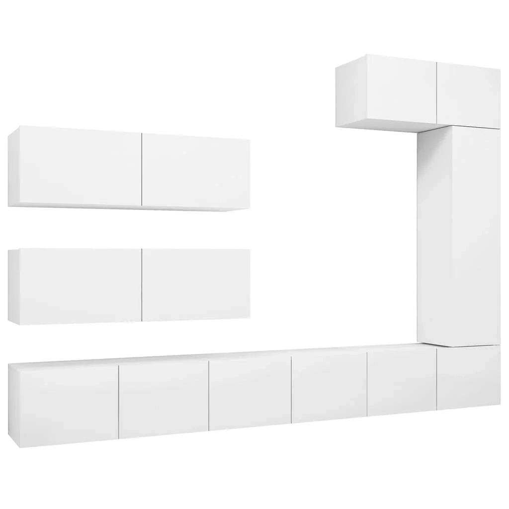 Set di mobili da 7 pezzi tra cui armadio credenza mobile TV televisore per soggiorno camera da letto salotto legno ingegnerizzato bianco 02_0025152