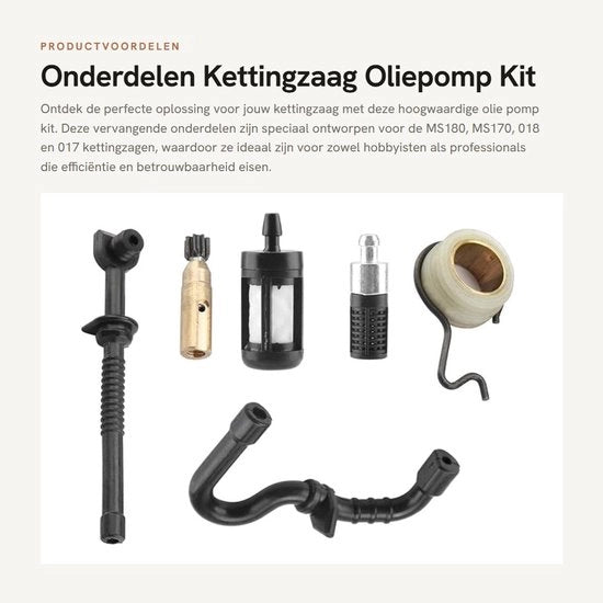 Pompa a carburante - Componente di ricambio completo - Asse a vite - Tubo carburante - Filtro dell'olio - Tubo dell'olio - Adatto per MS180/MS170 - Componente di ricambio per catena