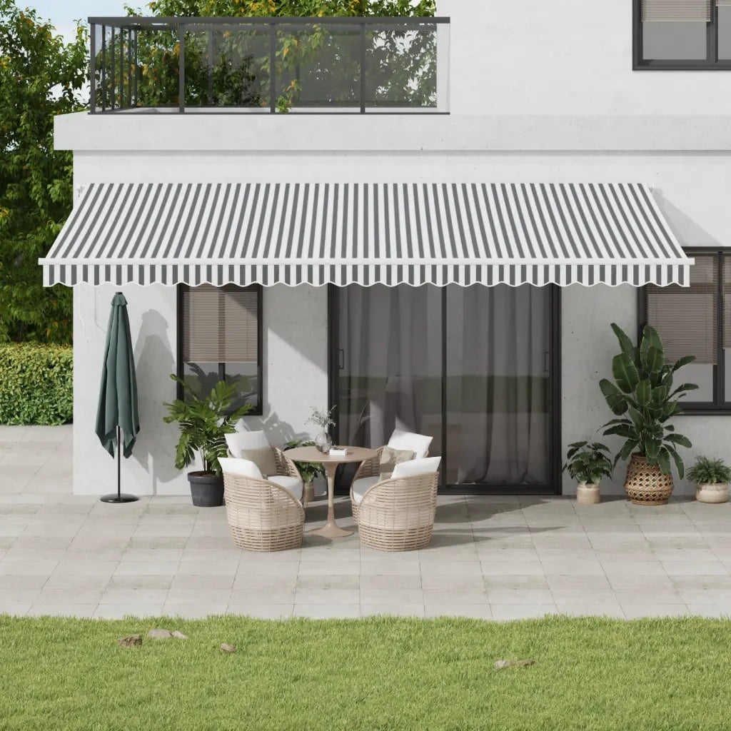 Tenda Retrattile Manuale con LED Antracite e Bianco 600x350 cm