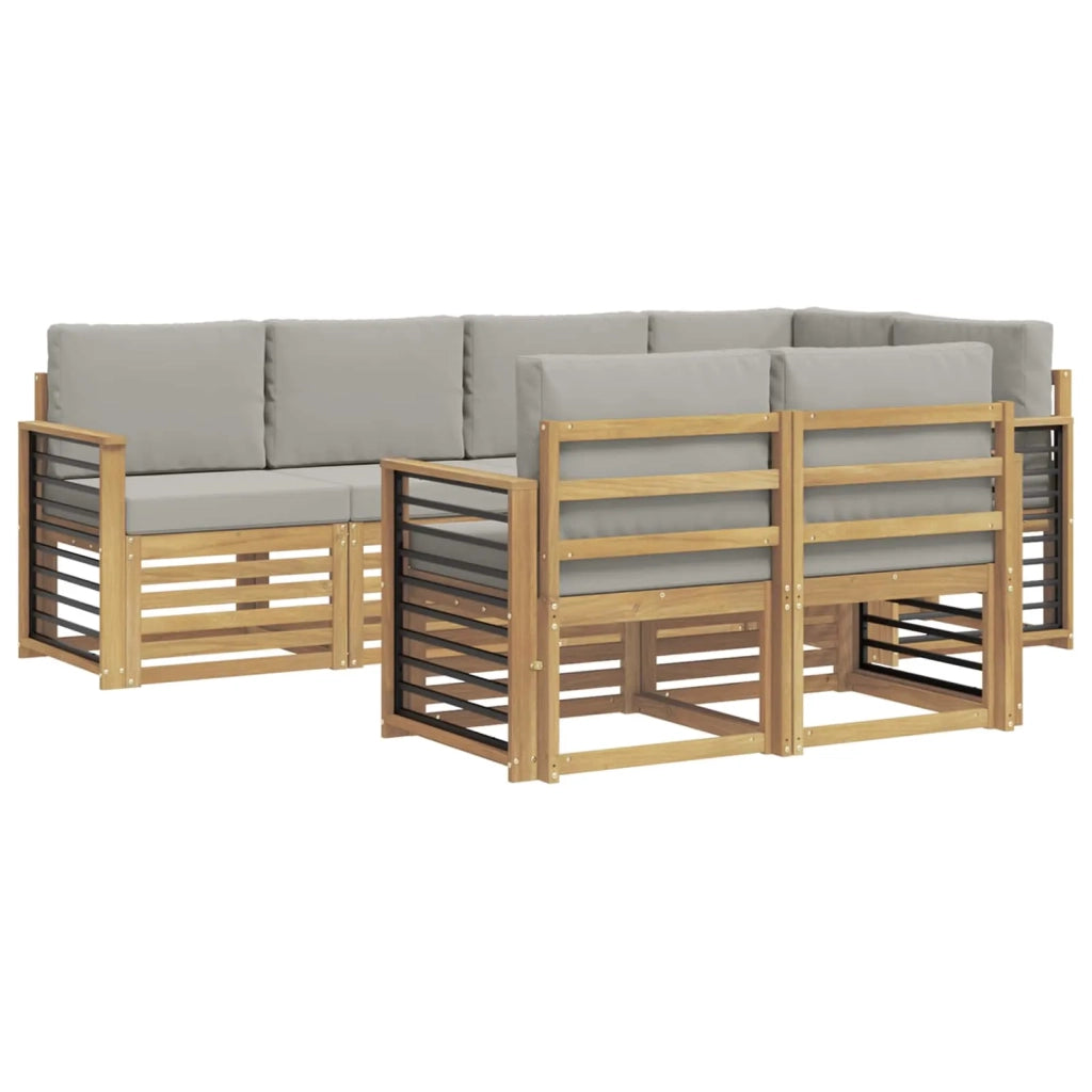 Set di divani da esterno 7 pcs Bianco e Grigio Chiaro 3392006