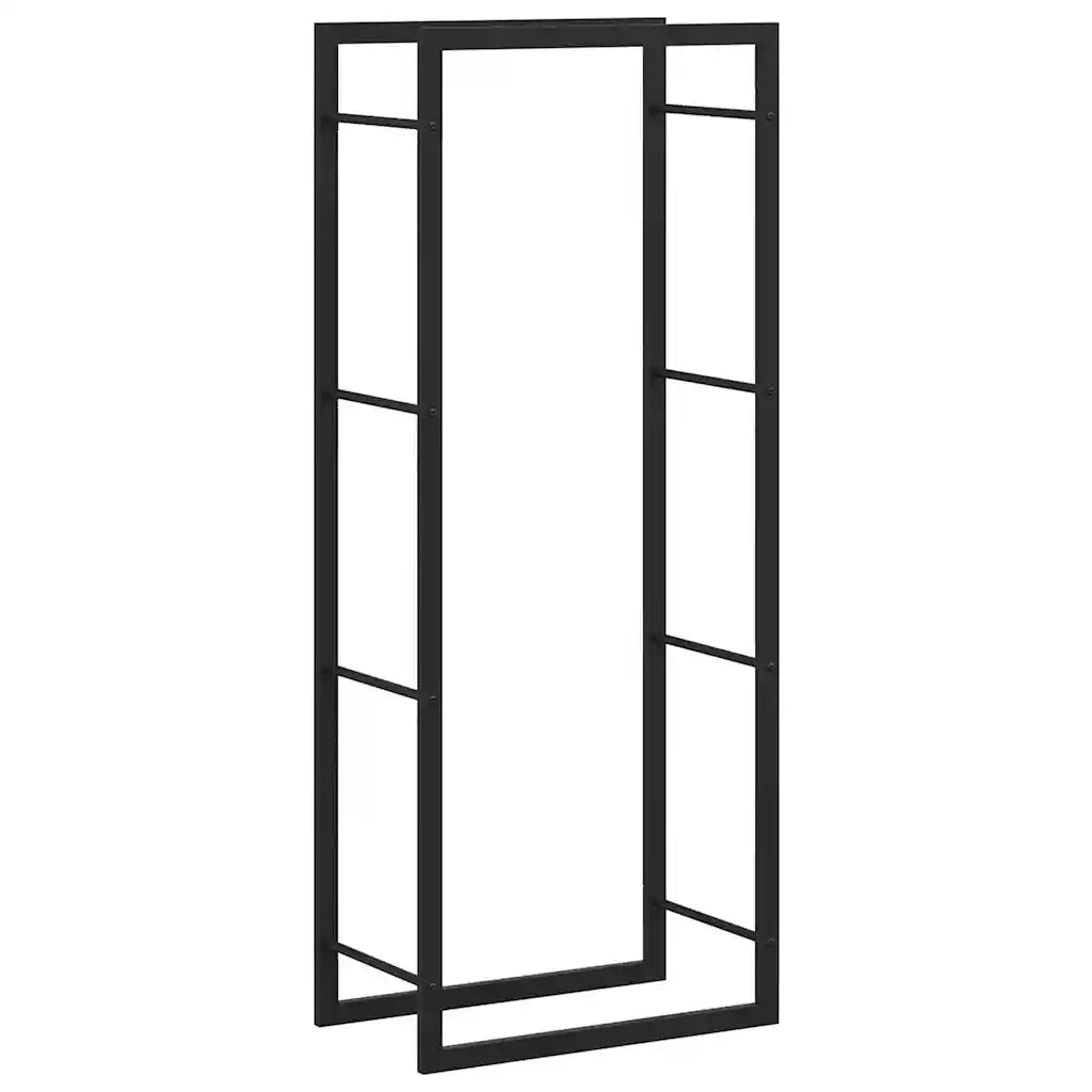 Portalegna Nero Opaco 50x28x132 cm in Acciaio 350306