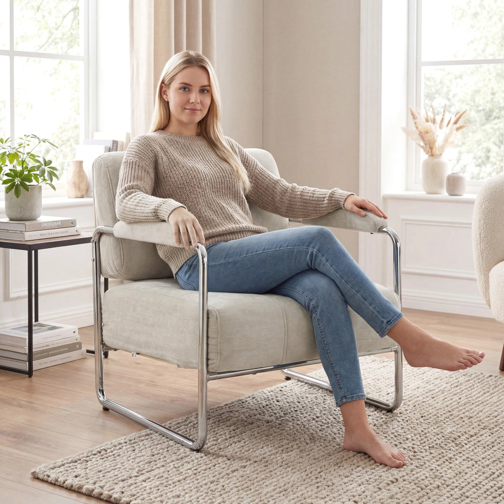 Poltrona e Poltroncina in Ciniglia Morbida ¨C Minimal ¨C Beige