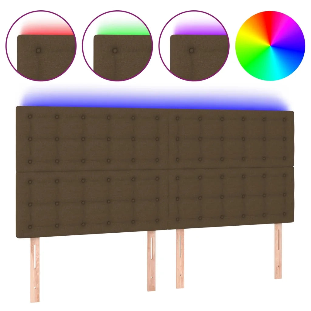 Testiera a LED Marrone Scuro 180x5x118/128 cm in Tessuto 3122875