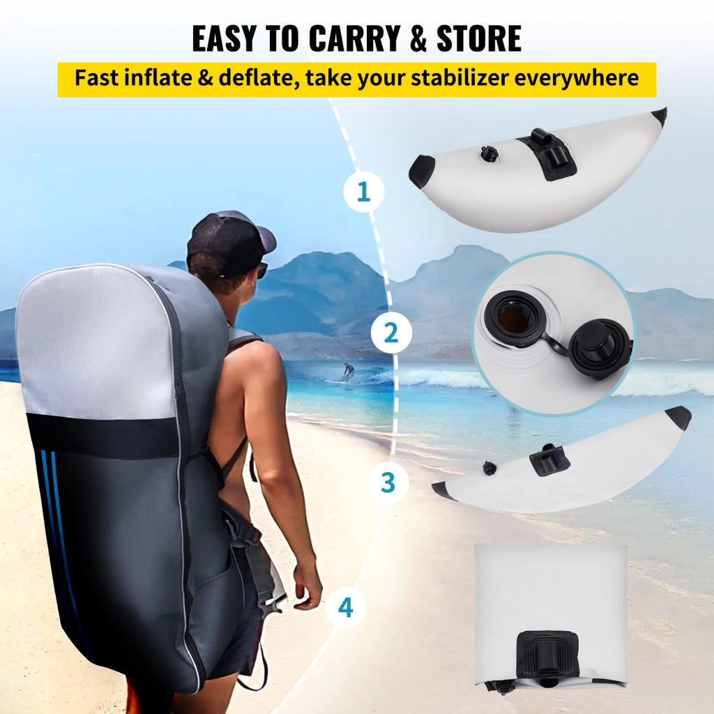Kit 2 Pezzi Stabilizzatori Gonfiabili per Kayak in PVC con Bracci Regolabili da 81,5 a 94 Pollici per Canoa e Pesca