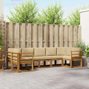 Set di divani da esterno con cuscino 7 pcs Naturale e Beige 3366906