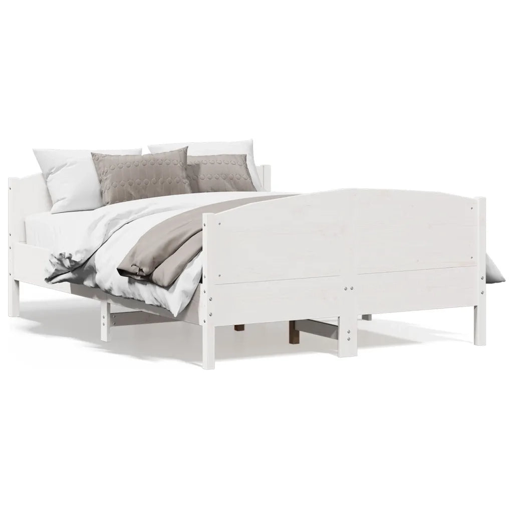 Giroletto senza Materasso-Struttura Letto Bianco 160x200 cm Legno Massello Pino 331203