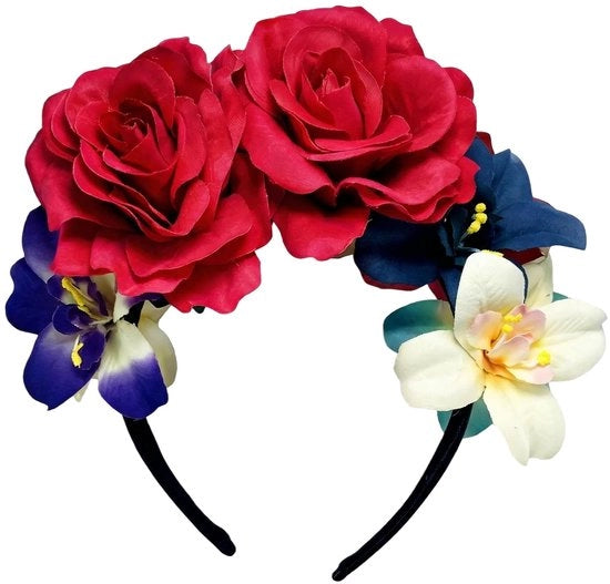 Corona fiorale per capelli - Fiore a forma di rosa - Accessorio per capelli - Festa - Halloween - Carnevale - Comodità eleganza - Corona di fiori